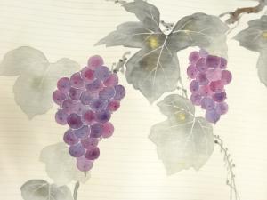 アンティーク　作家物　絽　手描き　葡萄模様名古屋帯